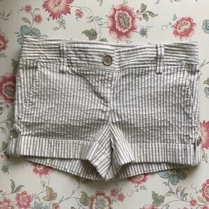 Express Striped Tan and White Women Shorts